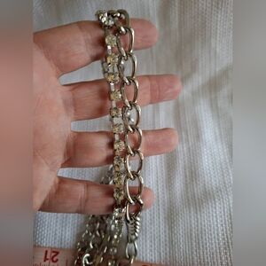 Express Silver & Rhinestone Chain Belt Or Necklace